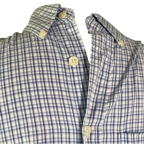 Haggar Men's Light Blue Plaid Button Down Shirt - Picture 2 of 3